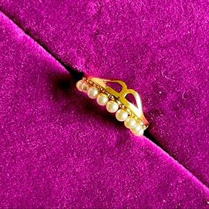 Gold over silver ring with pearls